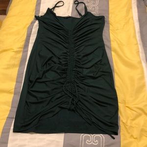 Hunter green ruched dress